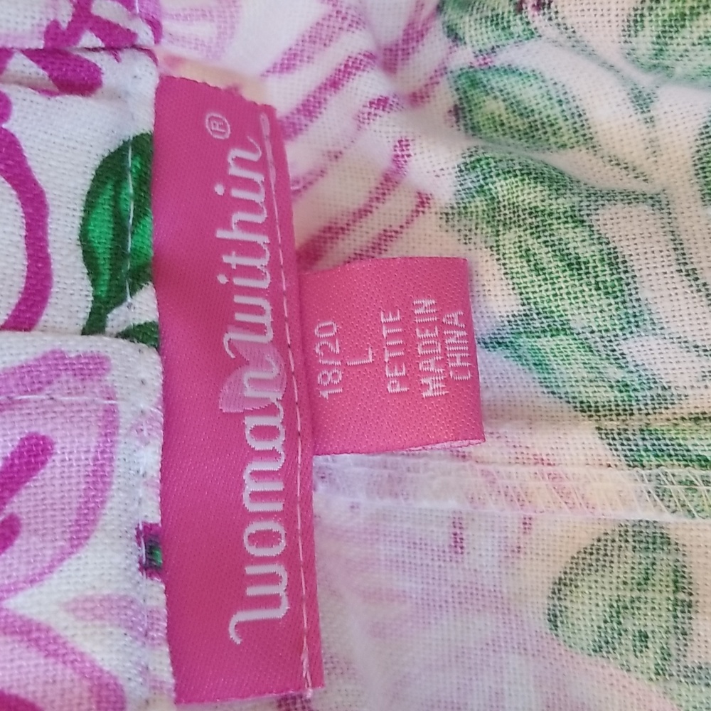 Woman Within Linen Blend Colorful Flowy Floral Midi Shirt Size Large - Picture 7 of 9